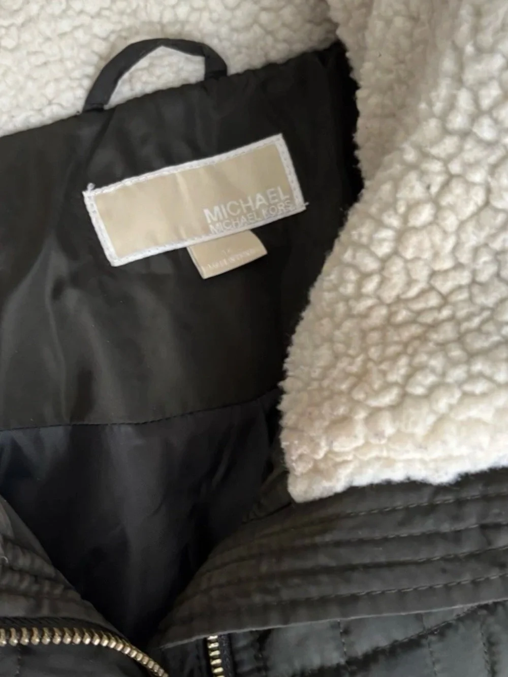 Michael Kors Quilted Puffer Jacket with Sherpa Collar - Olive